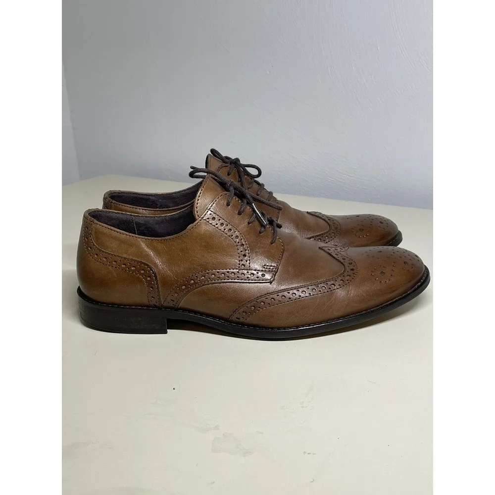 Foreva Men's 39 M US 7 Brown Leather Oxford Derby Shoes Made In Portugal Lace Up